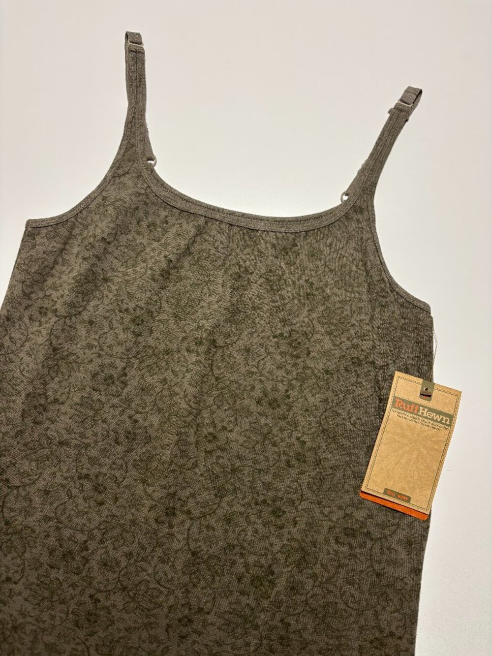 Ruff Hewn Dark Green Earth Tone Floral Cotton Cami Tank Top